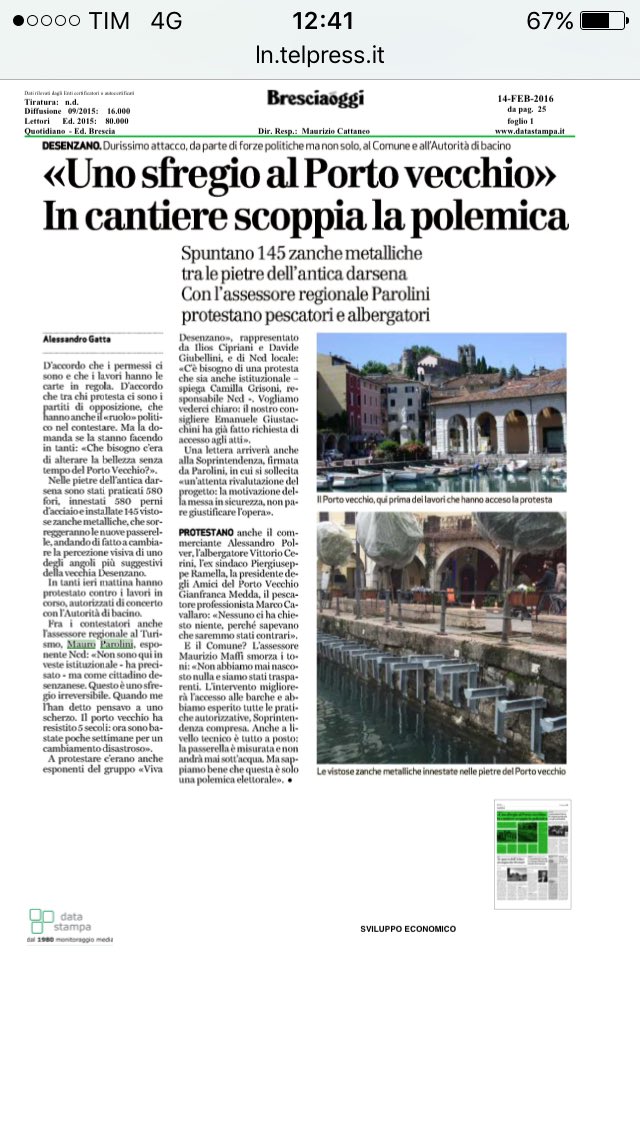 mauro_parolini's tweet photo. #Desenzano, no allo sfregio su #portovecchio: intervenga Soprintendenza #inLombardia @NcdGiovaniBs https://t.co/G5NMD5CWLx