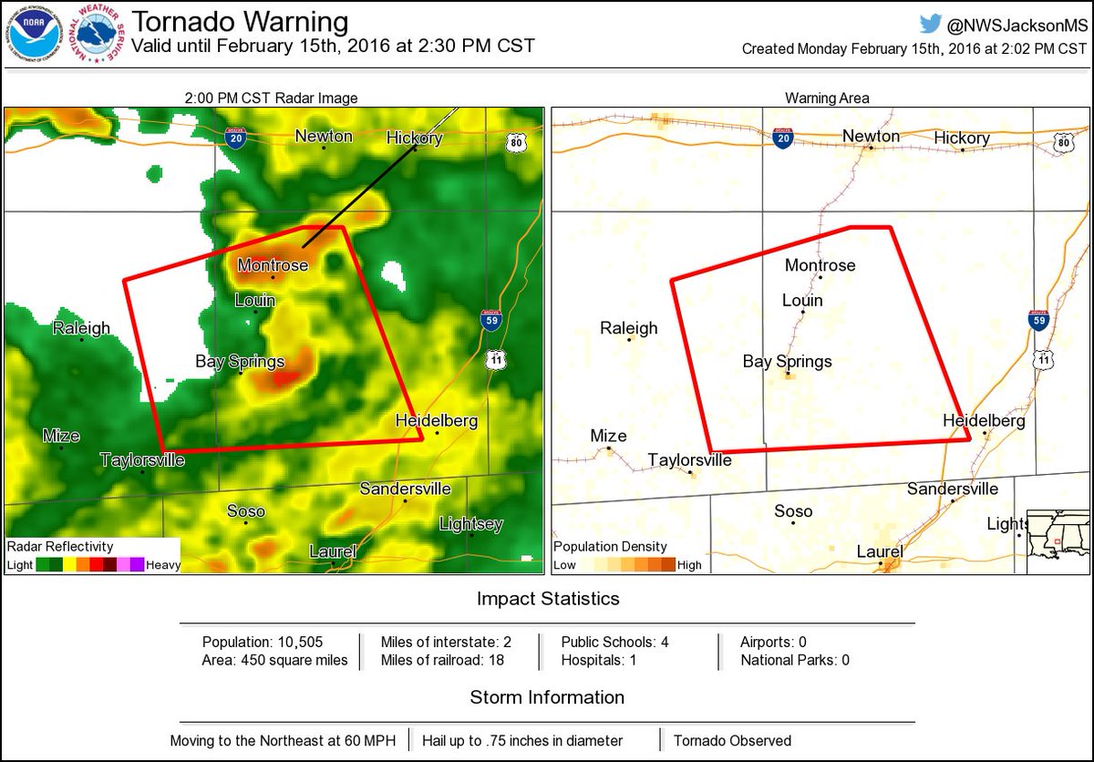 NWS Jackson MS on Twitter "201PM Confirmed tornado continues into