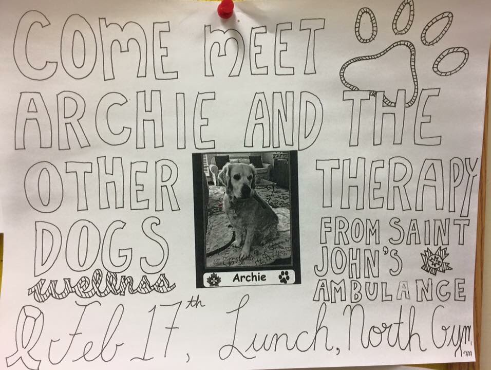 NSS welcomes therapy dogs on Feb 17 at lunch in the North Gym! 🐶