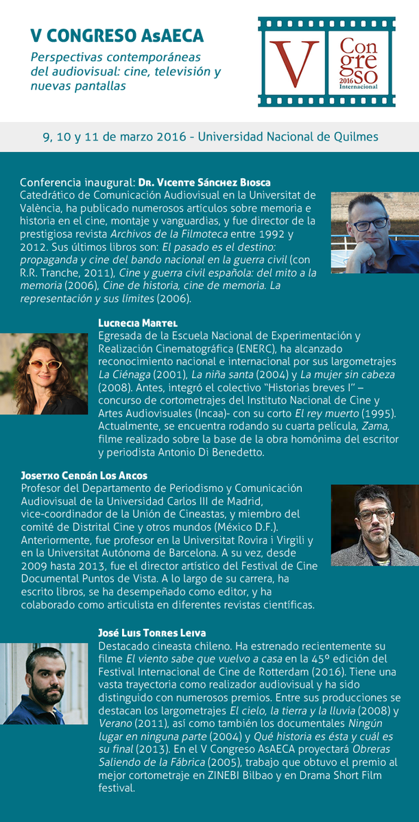VCongresoAsaeca's tweet photo. Invitados nacionales e internacionales
#VicenteSánchezBiosca #LucreciaMartel #JosetxoCerdán #JoséLuisTorresLeiva https://t.co/cyCnDmHlOE