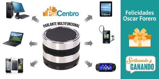 SGanando's tweet photo. ¡Felicidades,  Oscar Forero  eres el ganador del gran sorteo de un Parlante FM y bluetooth cortesía de Palcentro​! https://t.co/MIMQTuQUFM