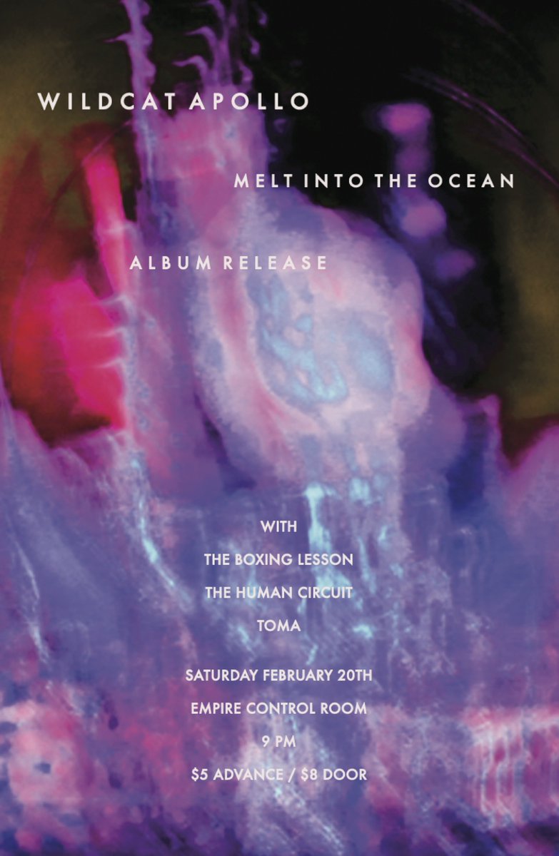 Wildcat Apollo (@wildcatapollo) on Twitter photo Album release show 2/20 at <a href="/EmpireATX/">Empire Control Room</a> with <a href="/thebandtoma/">TOMA</a> <a href="/theboxinglesson/">The Boxing Lesson</a> and <a href="/human_circuit/">The Human Circuit</a>! facebook.com/events/1203707… Album release show 2/20 at <a href="/EmpireATX/">Empire Control Room</a> with <a href="/thebandtoma/">TOMA</a> <a href="/theboxinglesson/">The Boxing Lesson</a> and <a href="/human_circuit/">The Human Circuit</a>! facebook.com/events/1203707…
