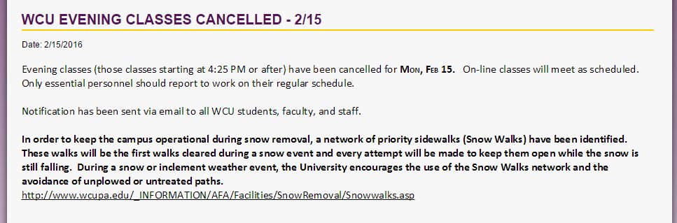 wcu_bookstore's tweet image. we are closing at 4:30pm today due to the weather and cancellation of evening classes! #StaySafeStayWarm
