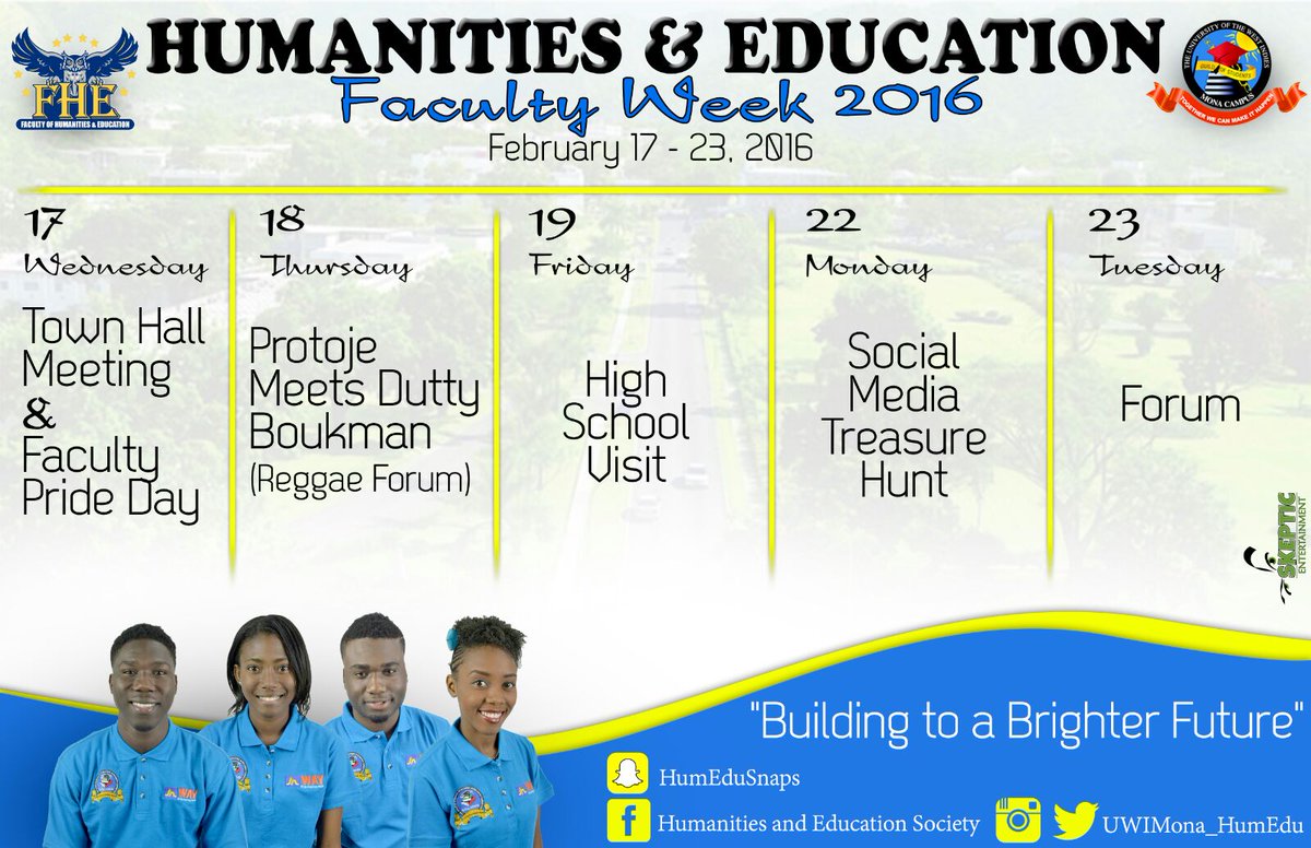 abchalluwi's tweet photo. #ABCUpdates
The #HumEduSquad has lots in store for #HumEduWeek!
See for yourself
Follow them @UWIMona_HumEdu https://t.co/NN8ISuvefk