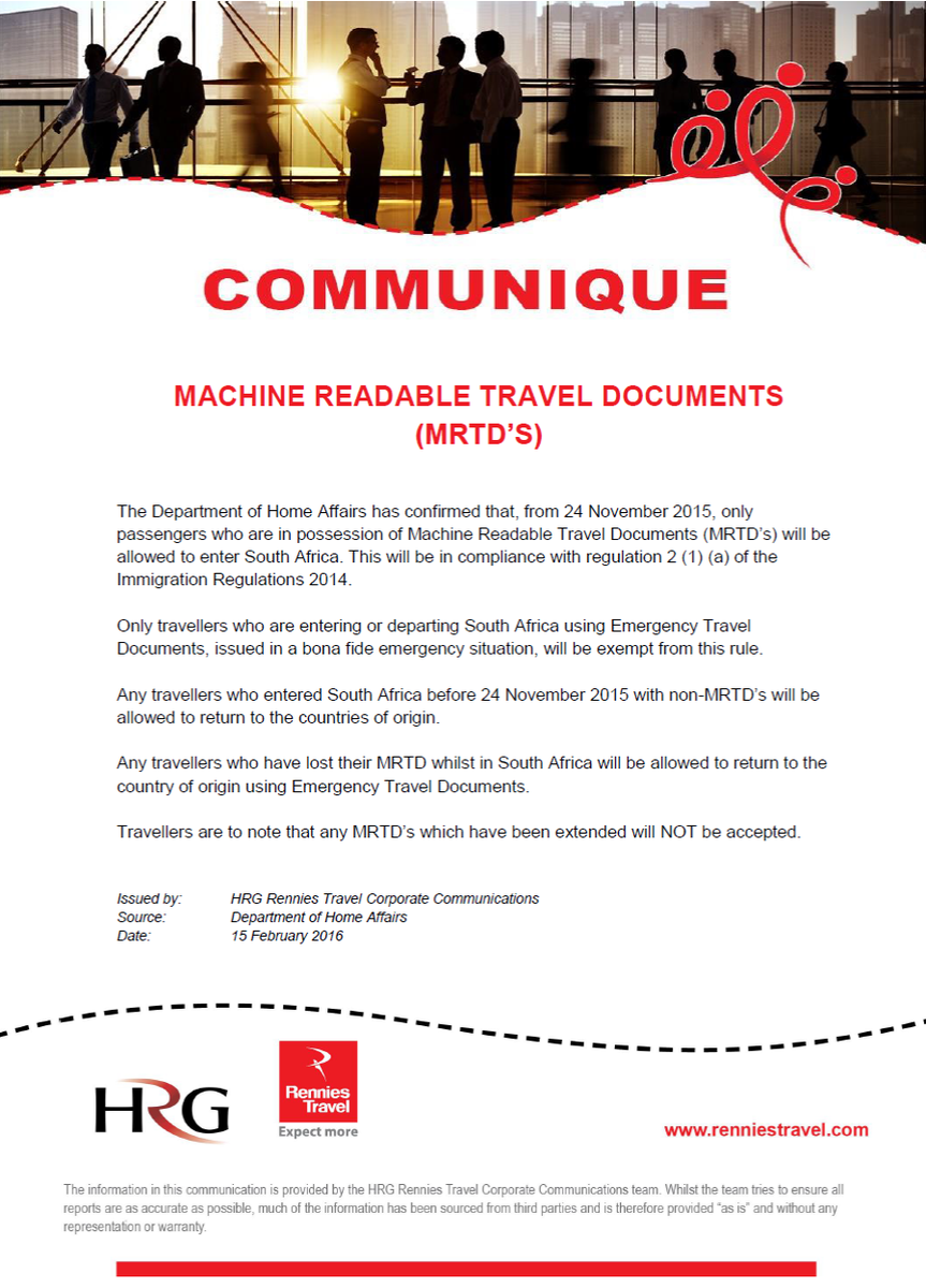 RenniesBCDZA's tweet photo. #TravelCommuniques
O R TAMBO INTERNATIONAL AIRPORT 
Transit Visas
Machine Readable Travel Documents https://t.co/xNf88EqBLJ