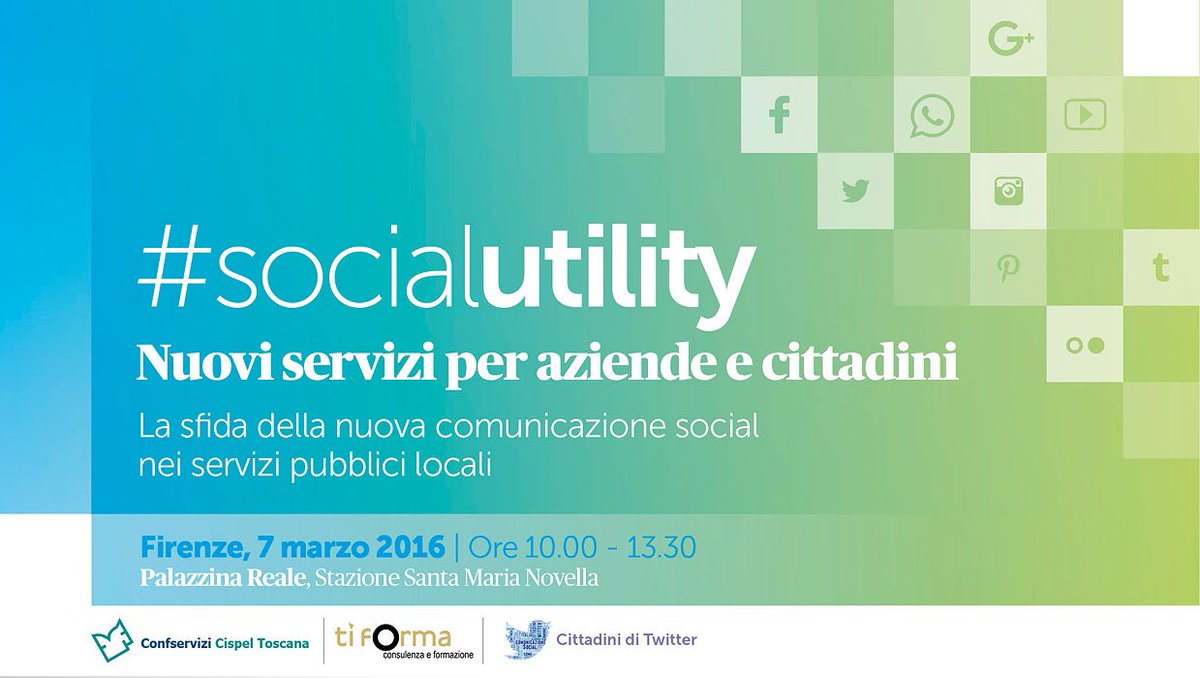 fdicos10's tweet photo. #socialutility la sfida della nuova comunicazione con più servizi per aziende e cittadini. 7/3 ne parliamo a Firenze https://t.co/6h3Q8Gc719
