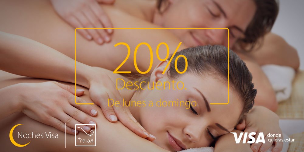 VisaCL's tweet photo. Relájate y disfruta de un 10% a un 20% de descuento en @masrelax. Más información en: https://t.co/pXCH5jukvy https://t.co/2Mbf5l94GL