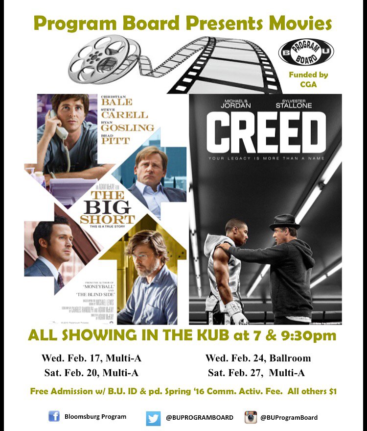 BUProgramBoard's tweet photo. The Big Short will be playing this Wednesday and Saturday at 7pm and 9:3pm in Multi-A! https://t.co/m4CNp2JgRN