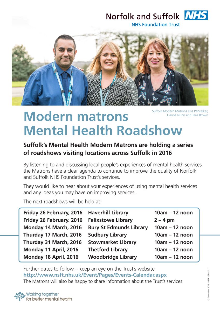 sarah_lungley's tweet photo. Further dates for the @NSFTtweets Modern Matron's Roadshow! They want to hear about your experiences &amp; ideas :) https://t.co/1nwf3hcUM8