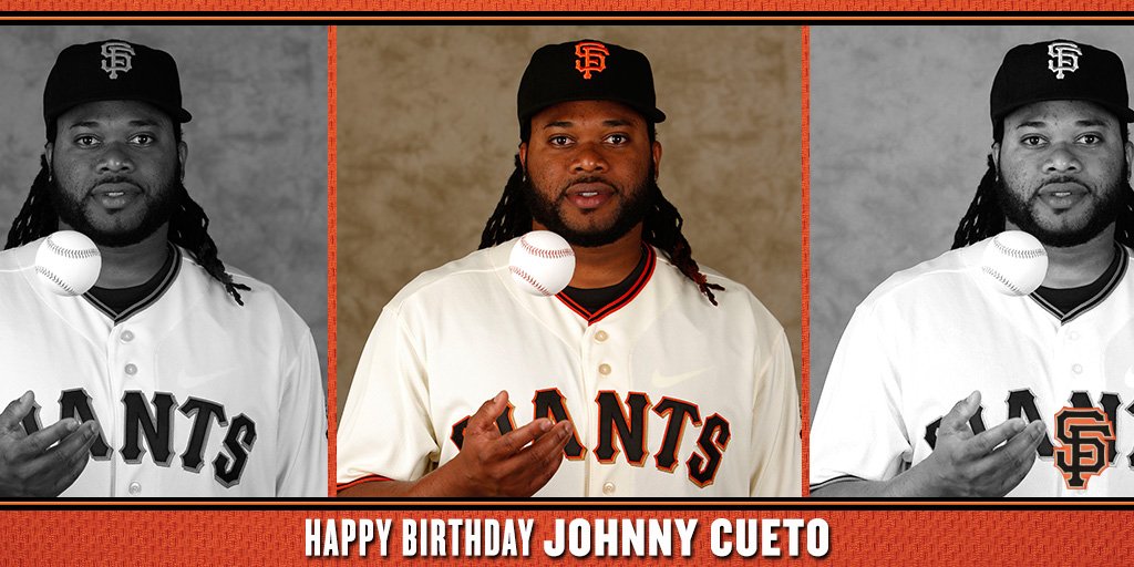SFGiants's tweet photo. Happy Birthday @JohnnyCueto! #SFGiants https://t.co/oLlLQ6hSD2