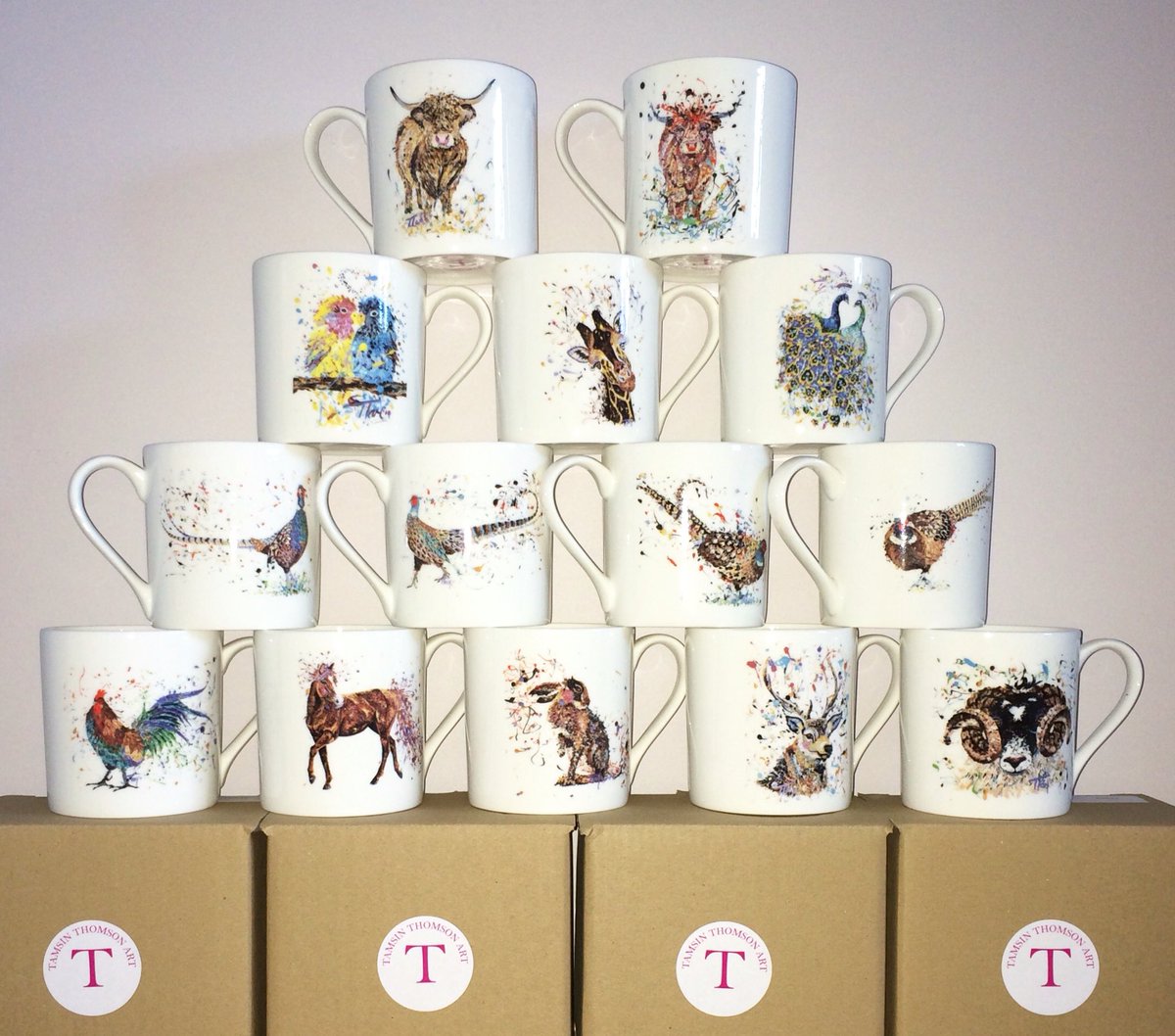 tamsinthomson's tweet photo. They are all here 😁 #tamsinthomsonart #mugs https://t.co/eTiFaV61r6