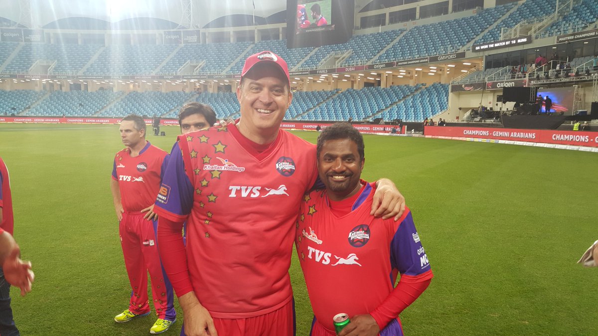 <a href="/ArabiansMCL/">Gemini Arabians</a> really enjoyed sharing the field with Murali!! #legend