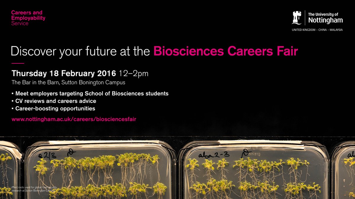UoNCareers's tweet photo. Meet @AgrovistaUK @ashfieldhealth @molevalley @molsoncoors and many more employers at the Biosciences Careers Fair https://t.co/pQIDThwcz0