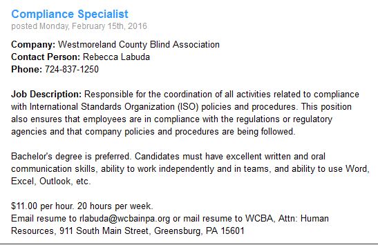 Another new job opening.