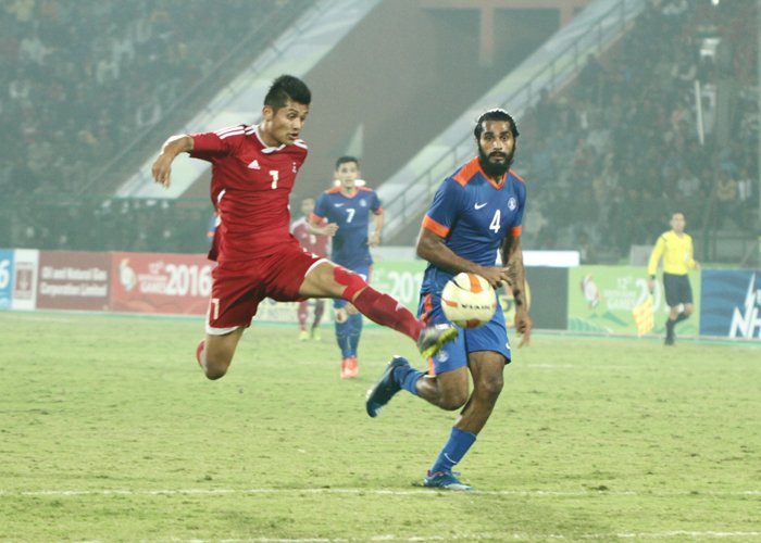 OCSAG2016's tweet photo. Shots from India Vs Nepal Men's Football Finals. Nepal won!
#SouthAsianGames2016 #tikhor https://t.co/Mr5N4ZXoyR