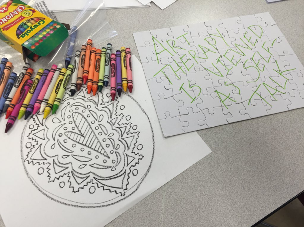 KaraJPaulson's tweet photo. #arttherapy with Connie Pruitt to give students #access to #destess and help #cope when feeling #overwhelmed https://t.co/JuwX8UnO5t