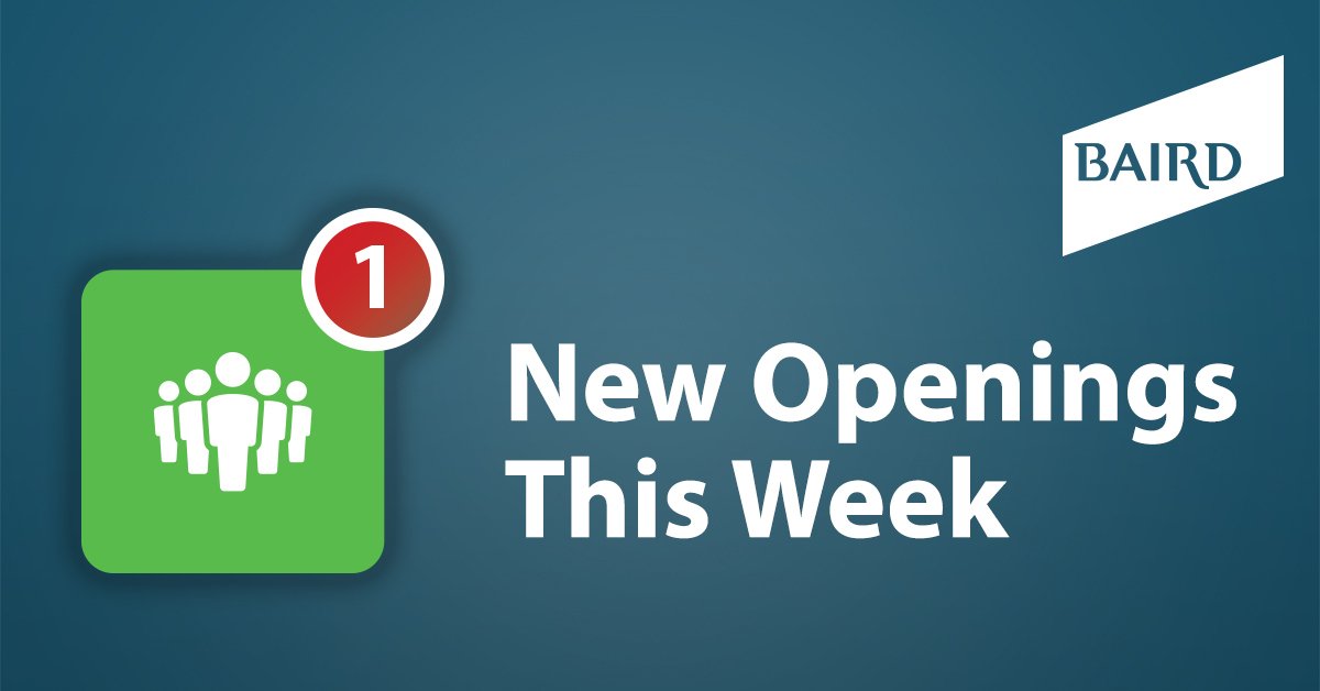 BairdCareers's tweet photo. We've had 13 new openings this past week! Check out our #career site https://t.co/JEMuR6YZPc! #job #100BestCos https://t.co/siLaGUzCZD