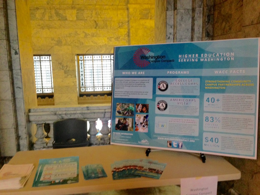 WACampusCompact's tweet photo. Excited to be tabling at #waleg for civic education day w/ @WWU Munro Institute! #CivicsWA https://t.co/HtV5khlpyW