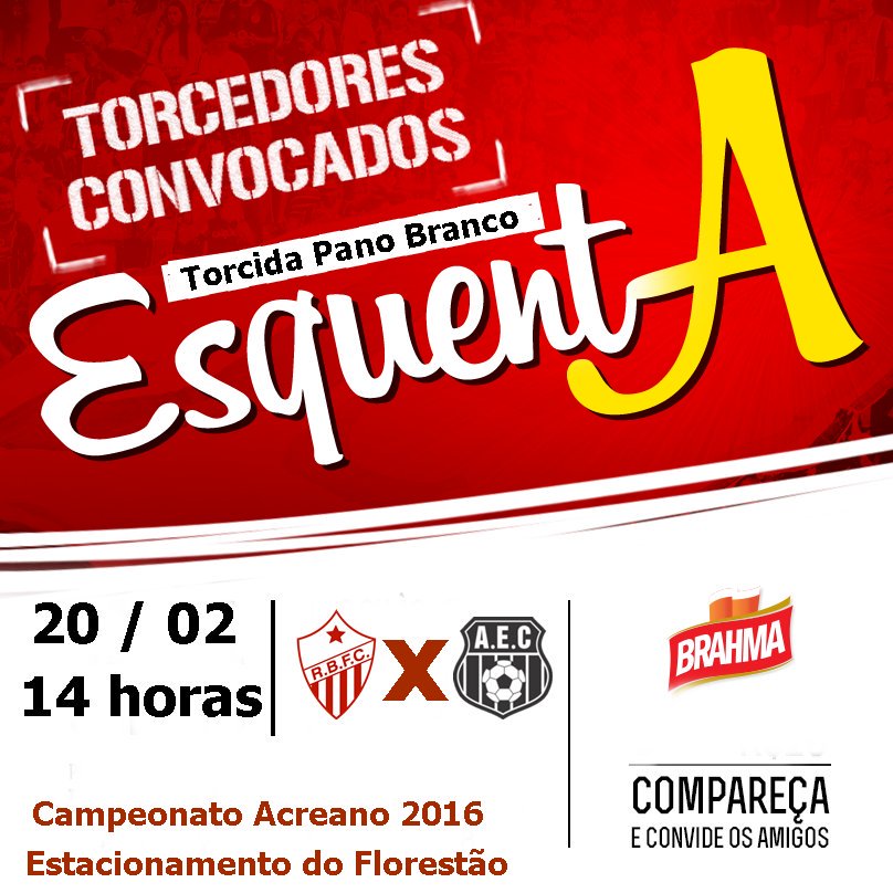 tpb_rbfc's tweet photo. Sábado tem esquenta da #TPB as 14 horas, ai depois @riobranco_fc \o/ https://t.co/sNBesZeCqa