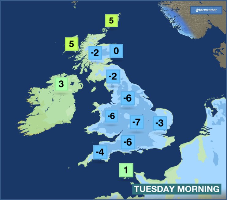 bbcweather's tweet photo. Tonight could be the coldest night of winter so far for Eng &amp; Wales. Brrrr! Jo https://t.co/QVp0ufj9e2