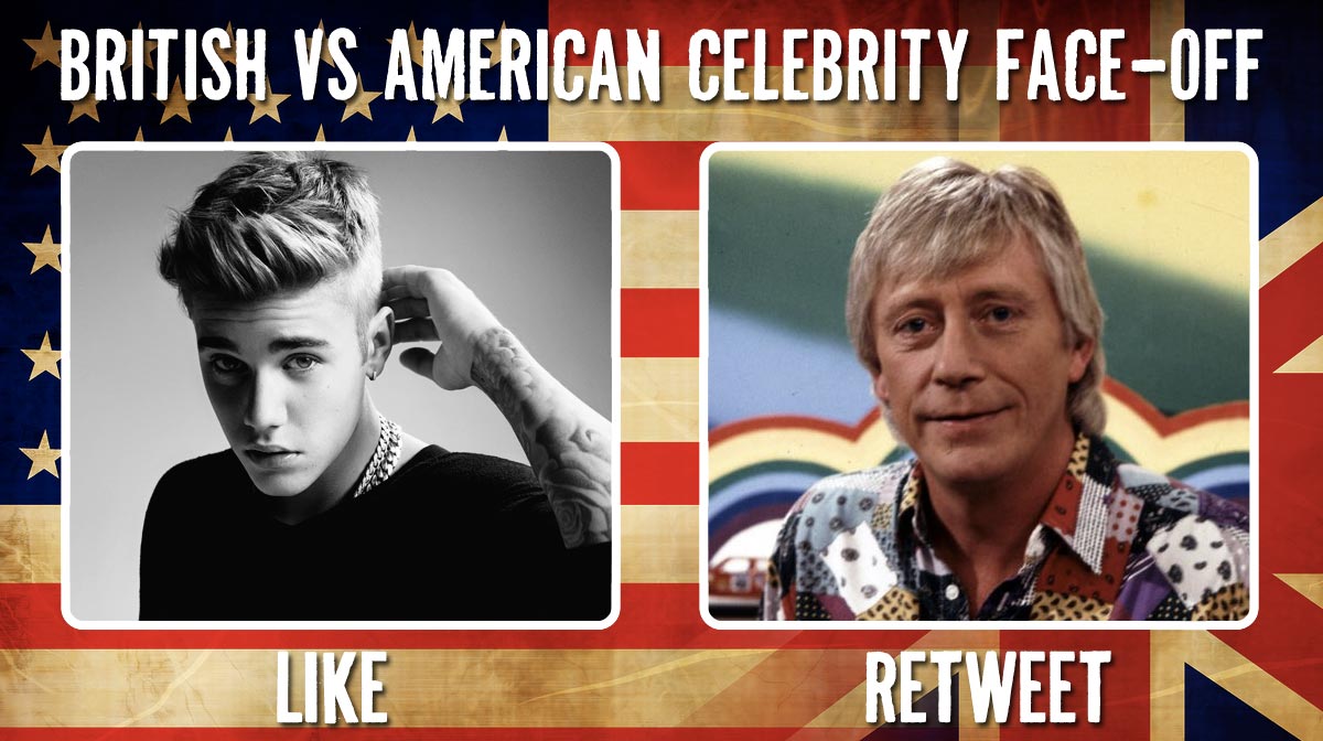 UKvUS's tweet photo. Who's the biggest #Showbiz #celebrity star?

LIKE for Justin Bieber🇺🇸
RT for Geoffrey Hayes🇬🇧

YOU decide! https://t.co/QGC5NZyMQ6