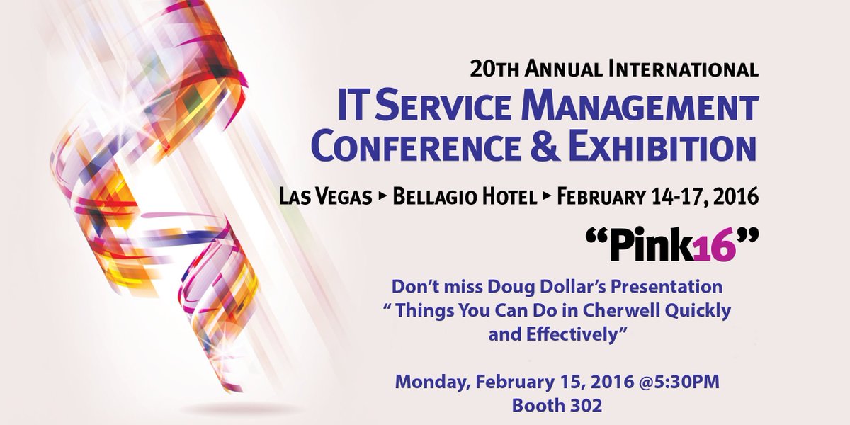 Come visit Booth 302 for Doug Dollar's #Pink16 presentation at 5:30PM! #TeamCherwell