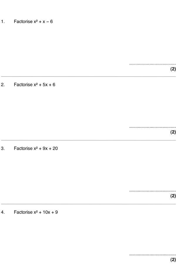 Corbettmaths on Twitter "Higher Topic of the Day Factorising