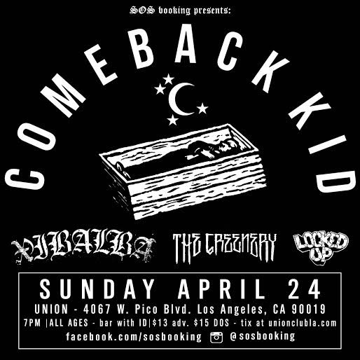 Two <a href="/SOSBooking/">SOS Booking & Production</a> hardcore shows just announced!!
💣3/17 COUNTERPARTS
💣4/24 COMEBACK KID
Tix @ unionclubla.com