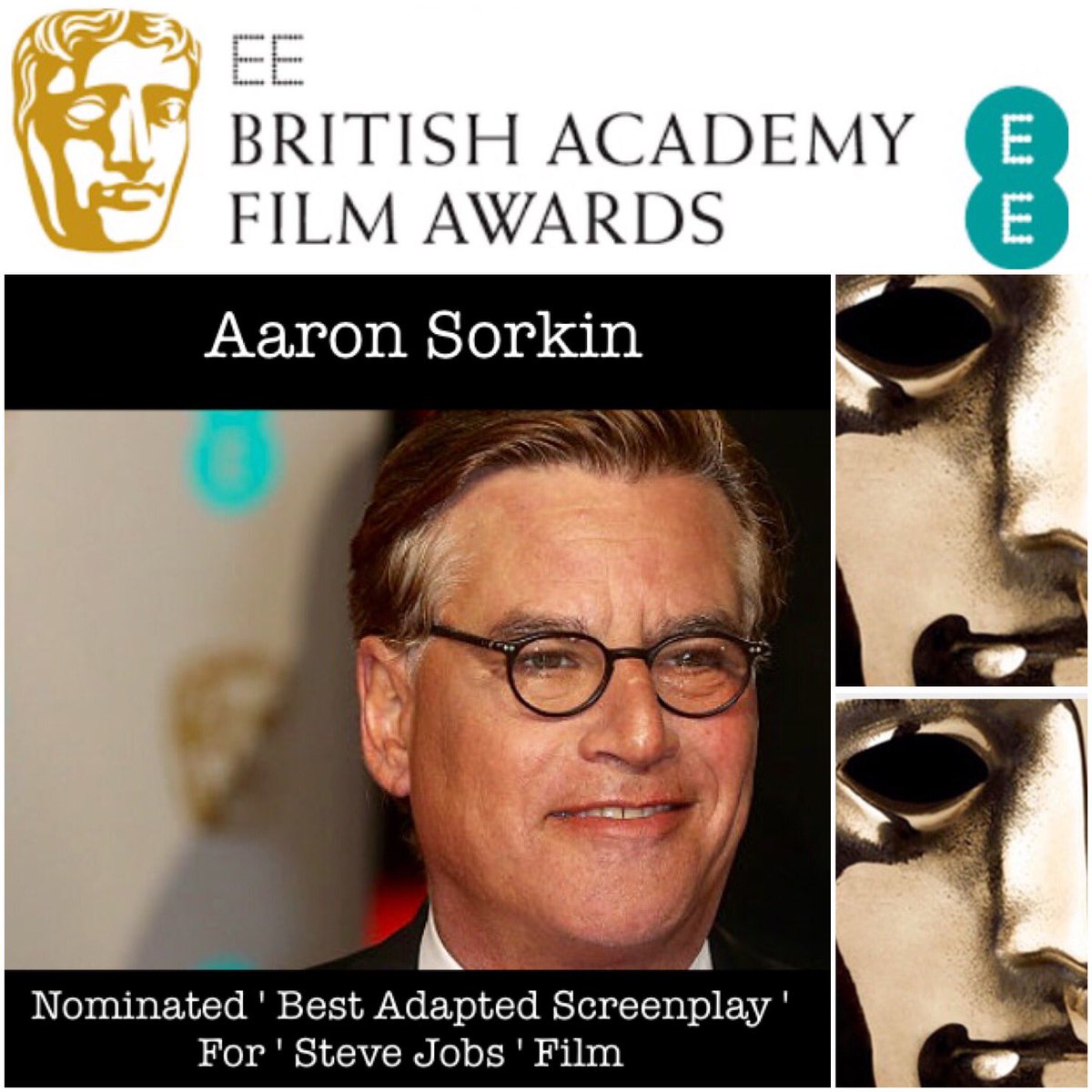 WhetstoneLtd's tweet photo. #bafta2016 I did #hair and #make for the very talented Aaron Sorkin #stevejobs #universalpictures #redcarpet https://t.co/tufN3oFgnK