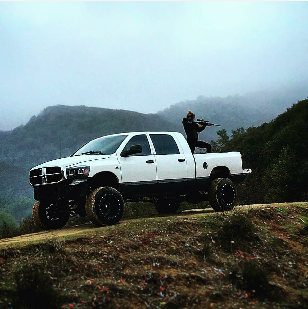 TopGunCustomz's tweet photo. TGC Customer submitted Ram with our TGC 8" Long Arm Suspension Lift Kit and Adjustable Ladder/Traction Bars! #TGCSS https://t.co/mkYqRRTPig