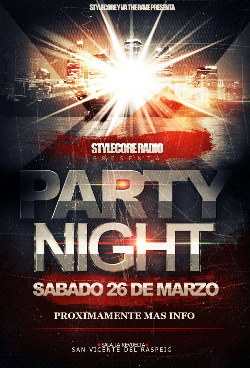 StyleCoreRadio's tweet image. Sabado 26 de Marzo, En Sala "LA REVUELTA" (Alicante) Fiesta Stylecore Radio, proximamente mas info....