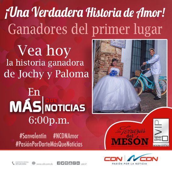 cdn37's tweet photo. Hoy en #MásqueNoticias conoce los ganadores del 1er lugar en #UnaVerdaderaHistoriadeAmor @DonEventos #Creatuevento. https://t.co/kJjQKBeaFI