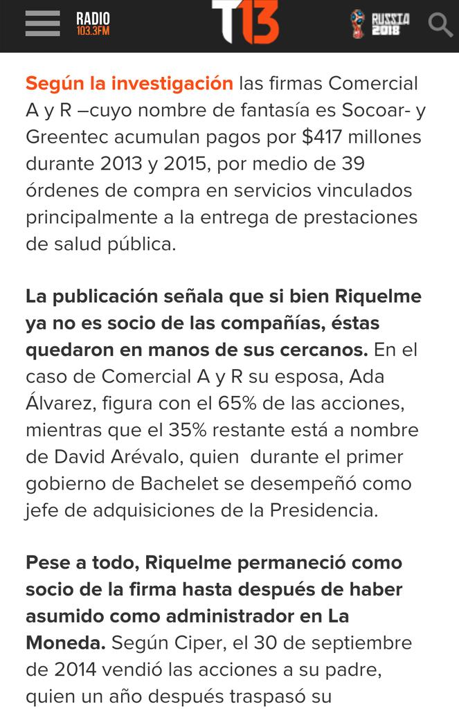 pablolirar's tweet photo. Revelan millonarios contratos con el Estado de empresas que creó Cristián Riquelme por mas de $400millones..ah bueno https://t.co/615xwwxjSY