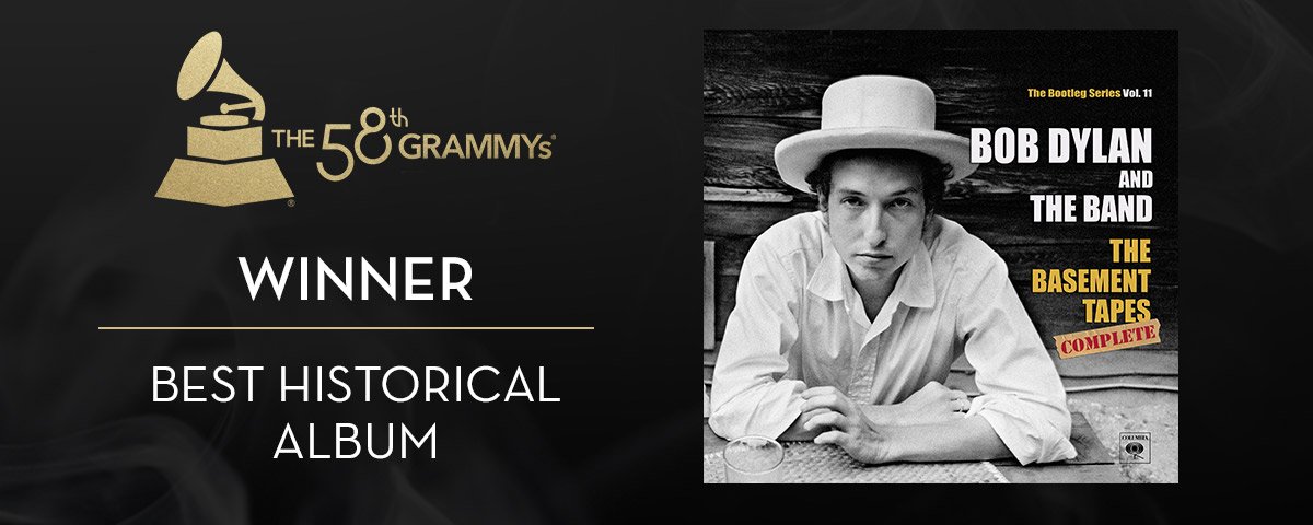 SonyLegacyRecs's tweet photo. WINNER: @BobDylan’s ‘The Basement Tapes' Vol. 11 has won at @TheGRAMMYs! 🏆#GRAMMYs https://t.co/GXaN9OTumc