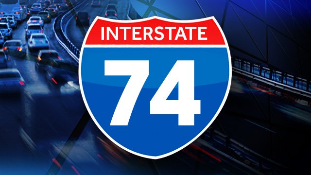 WXII's tweet photo. #wxiitraffic I-74/US 311 closed at Oak Hollow Lake due to ice and several wrecks, @highpointpolice reports. https://t.co/hf2gk34Iot