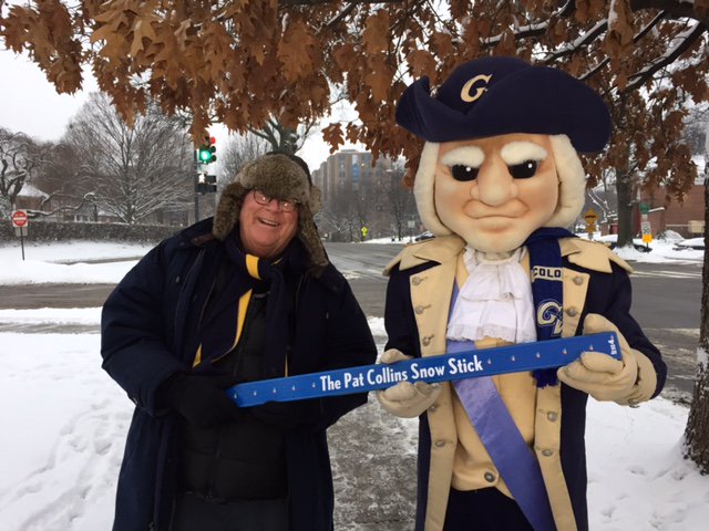 charlienbc's tweet photo. @GWGeorge with @patcollins4 and the @PatsSnowStick on the Presidents Day snow stick challenge.@nbcwashington https://t.co/CcVKVC4mA0