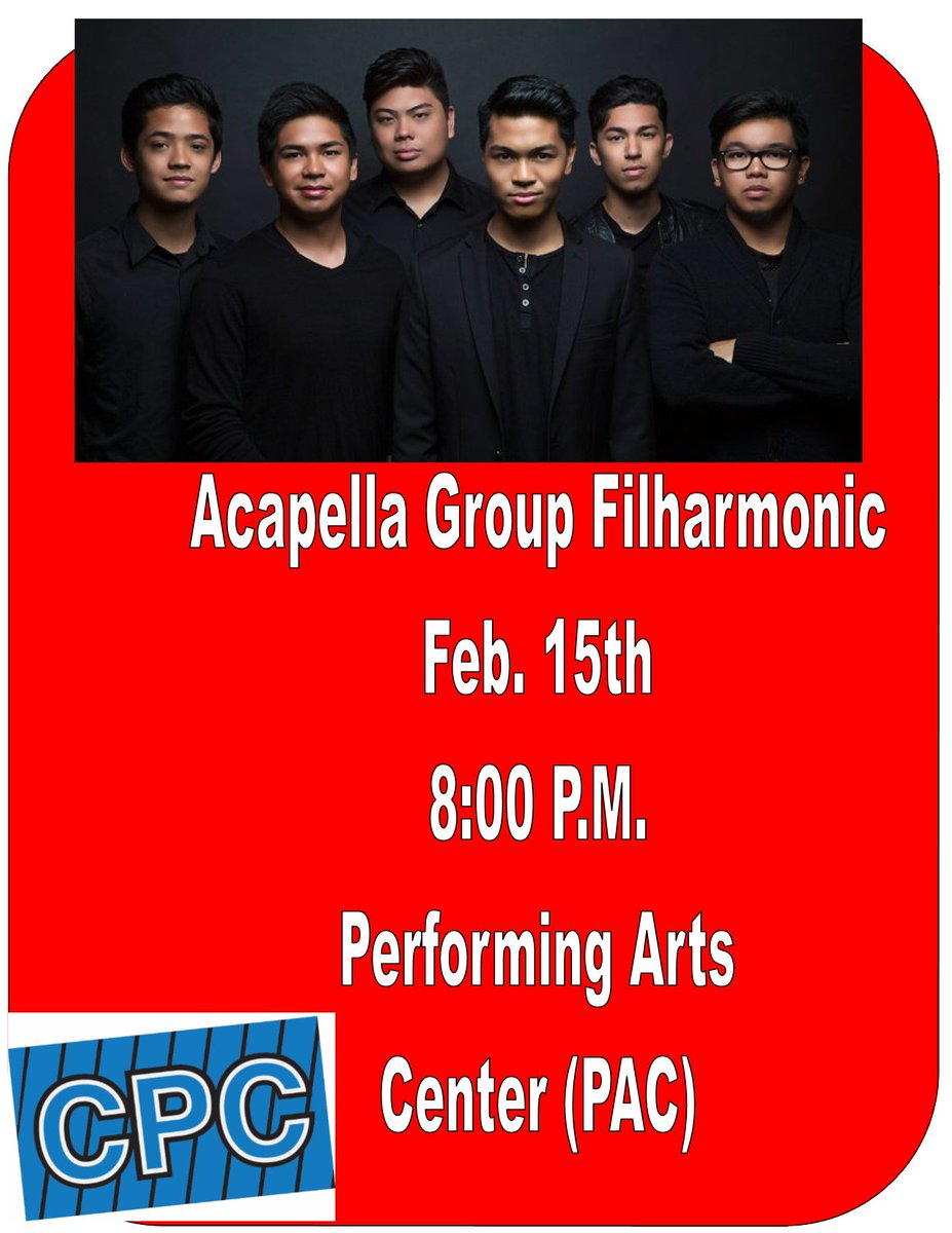 CPC_CSC's tweet photo. Filharmonic is tonight @ 8pm in the PAC Auditorium! Who's ready? @CSCDean @CSC1853 @CSCPresident #cpcevents #music https://t.co/VzXuj6hGU4