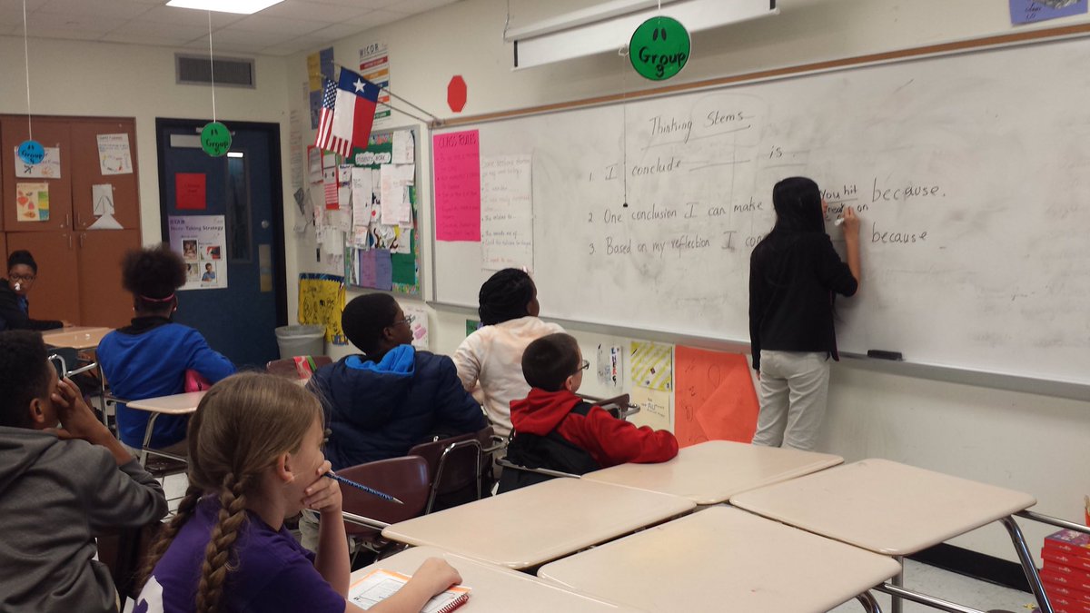 swilcox07's tweet photo. #weisstepsup @WeisAtGISD Ms. Thomas' class using thinking stems https://t.co/NRVMTEeQFY