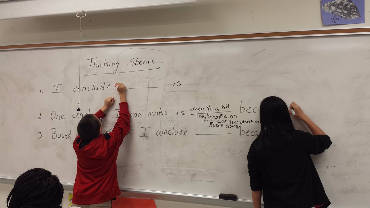 swilcox07's tweet photo. #weisstepsup @WeisAtGISD Ms. Thomas' class using thinking stems https://t.co/NRVMTEeQFY