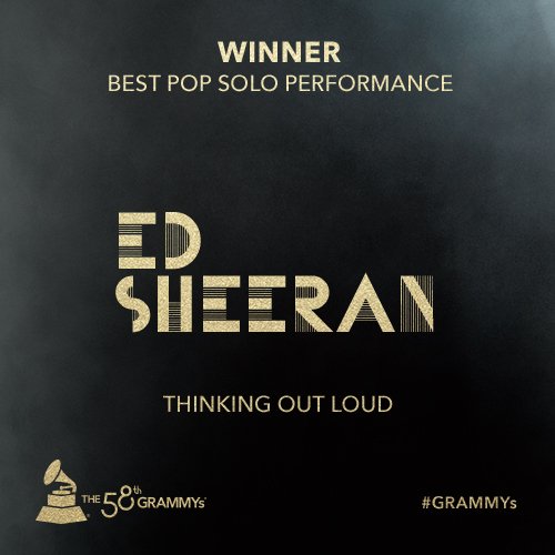 RecordingAcad's tweet photo. Congrats Best Pop Solo Performance @edsheeran - "Thinking Out Loud" #GRAMMYs https://t.co/Jw96INpCe9