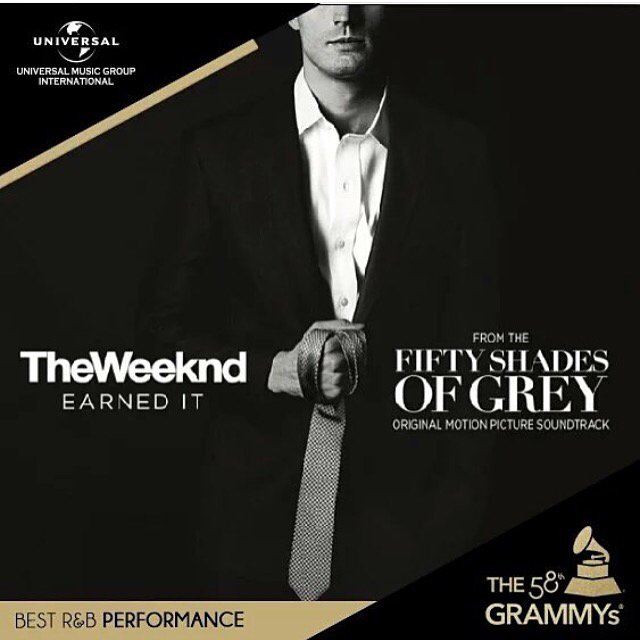 UMusicChile's tweet photo. Β‘El premio para #BESTRBPERFORMANCE es para #TheWeeknd por #EarnedIt parte del soundtrack de #50ShadesOfGrey! #GRAMMY https://t.co/60Bh9YpEzX