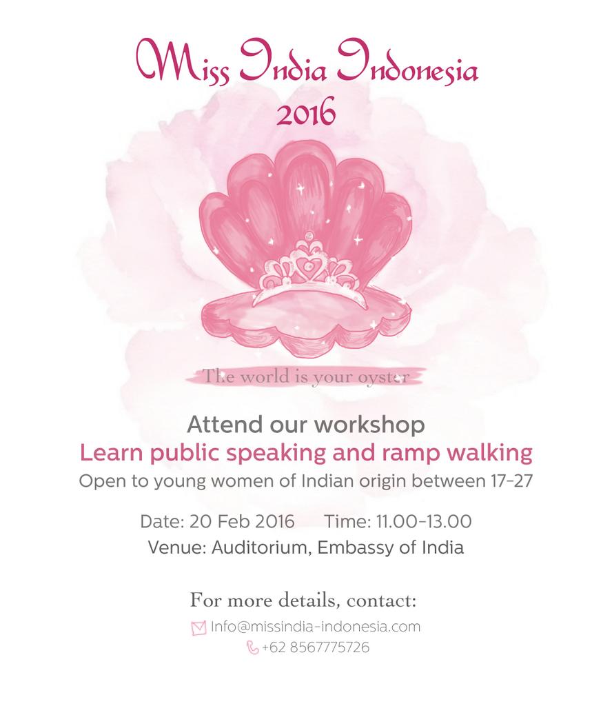 MissIndiaIndo's tweet photo. Register for the Workshop today! https://t.co/9dCIUKl2sF