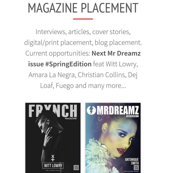 Artists x Models x Creators opportunities. Magazine placement with #Kloud9Agency ==>  goo.gl/KGLFbF