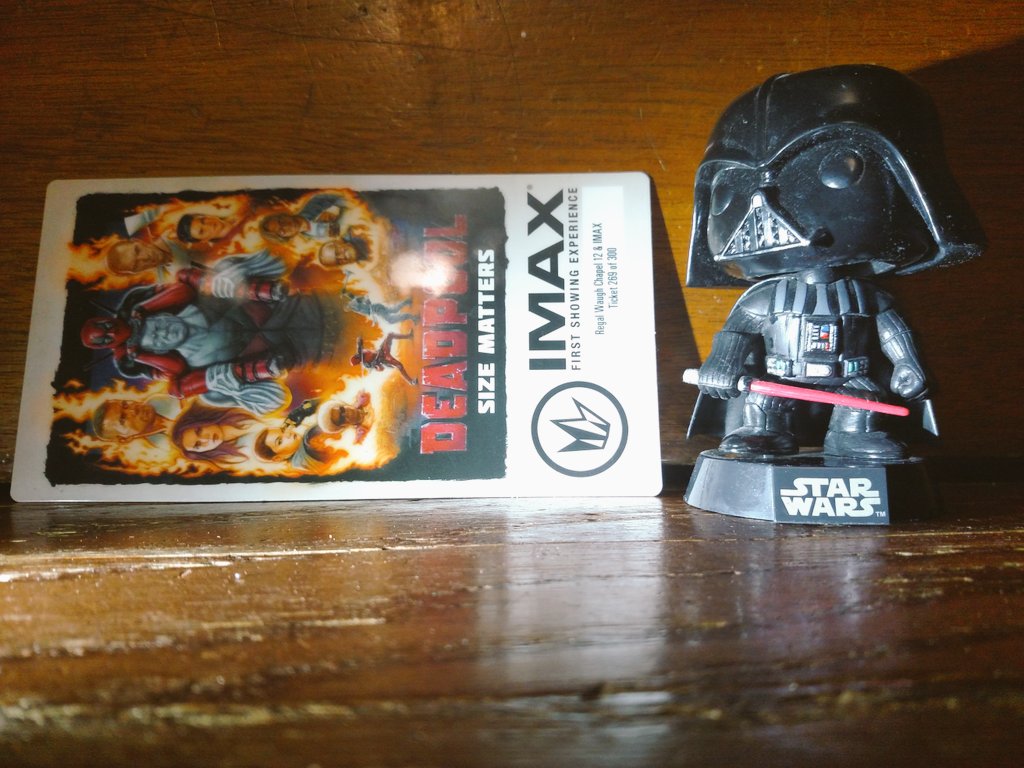 BigBabaRob's tweet photo. You lack flair @DarthGeekonius. This how you do it. #AintNoHalfSteppin.
@RegalMovies #IMAXDeadpool. https://t.co/8axg72jkY6
