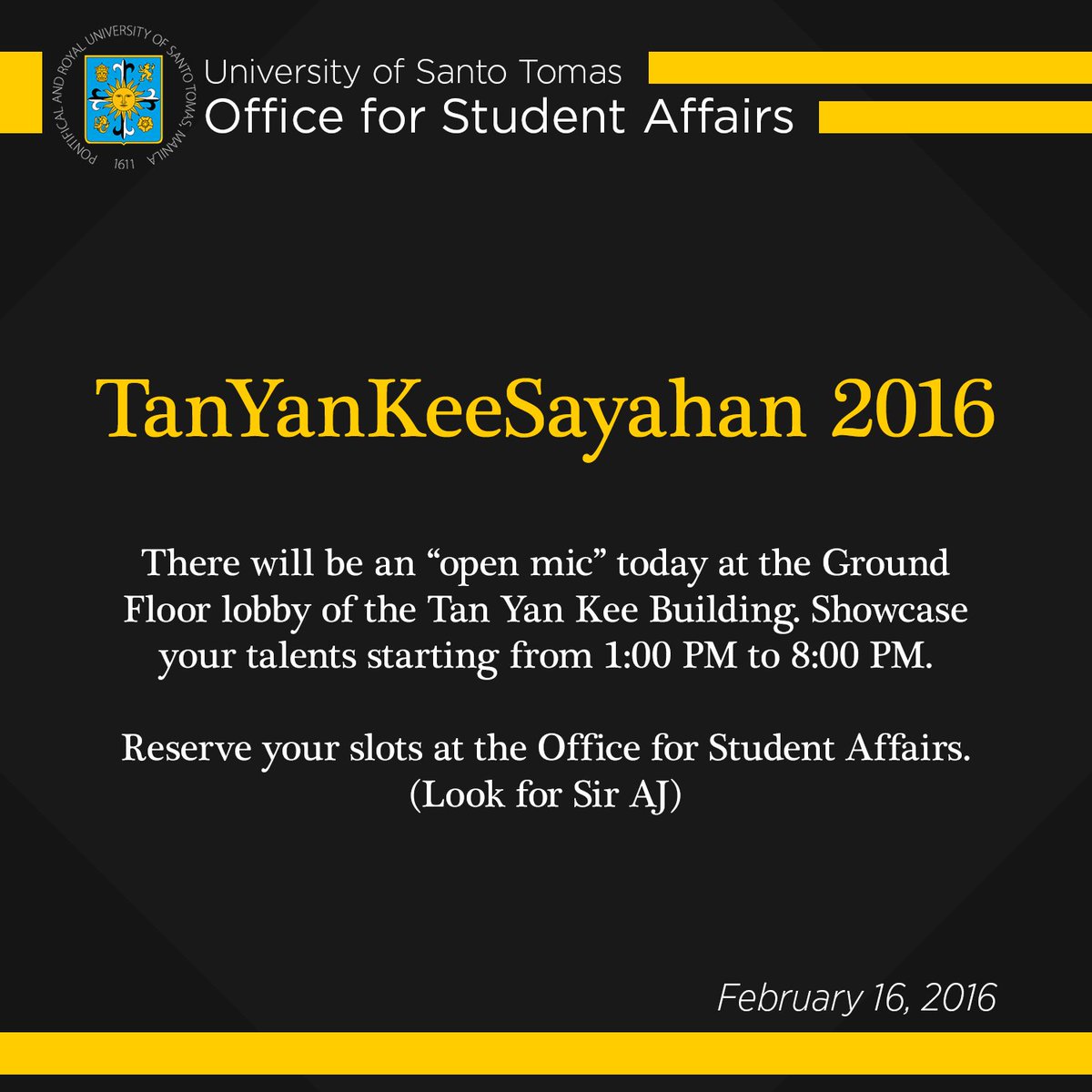TanYanKeeSayahan2016! <a href="/UST_CSC/">UST Central Student Council</a> @officialSOCC