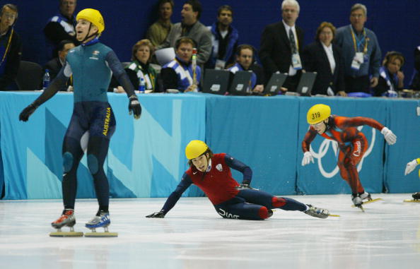 AUSOlympicTeam's tweet photo. #OnThisDay in 2002 @SteveBradbury73 won our first Winter #Olympics gold medal! 👏👏

What an amazing @GettySport 📷 https://t.co/ZFNjgyFTGx