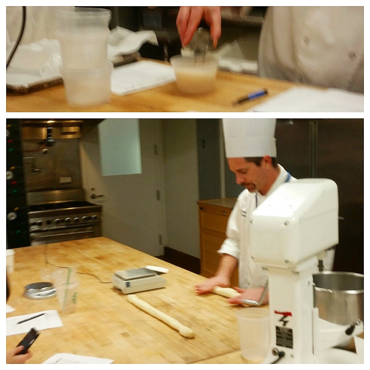 RFDilla07's tweet image. Chef Matt demoing a simple baguette recipe.  Pizza manaña! 🍕😋 #ChefGrind #LCBSF