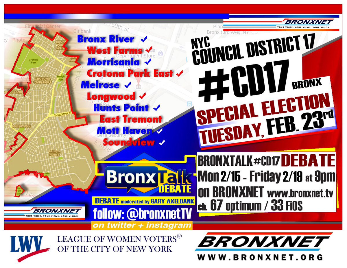 #Tonight ALLWeek 9PM on <a href="/BronxnetTV/">BronxNetTV</a> The #CD17 <a href="/LWVNYC/">League of Women Voters of NYC</a> BronxTalk Debate #BronxNet ch 67/33 bronxnet.tv