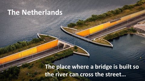 bvkglobal's tweet photo. A bridge is built so the river can cross the street... #Dutchengineering #Holland #ingenuity https://t.co/N1mESekqk2