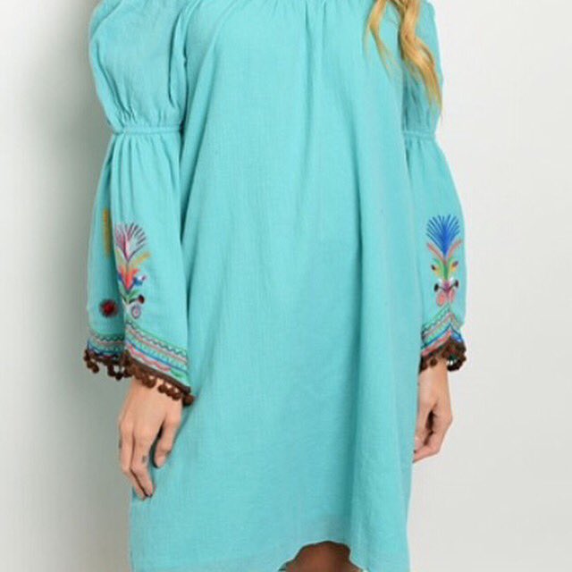 Chicks_Bricks's tweet image. Gorgeous turquoise embroidered dress S,M,L, $48 Free Shipping #ChicksofftheBricks #springfashion  #FabulousFinds